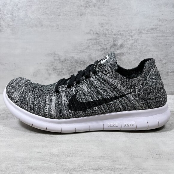 Nike Free RN Flyknit Running Shoes - Women's Size 8.5 - Black White - Picture 1 of 10